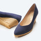 Espadrille Wedges com corte em V em lona com rosas