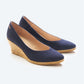 Espadrille Wedges com corte em V em lona com rosas