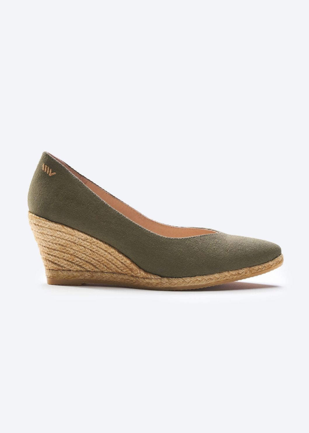 Espadrille Wedges com corte em V em lona com rosas