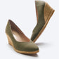 Espadrille Wedges com corte em V em lona com rosas