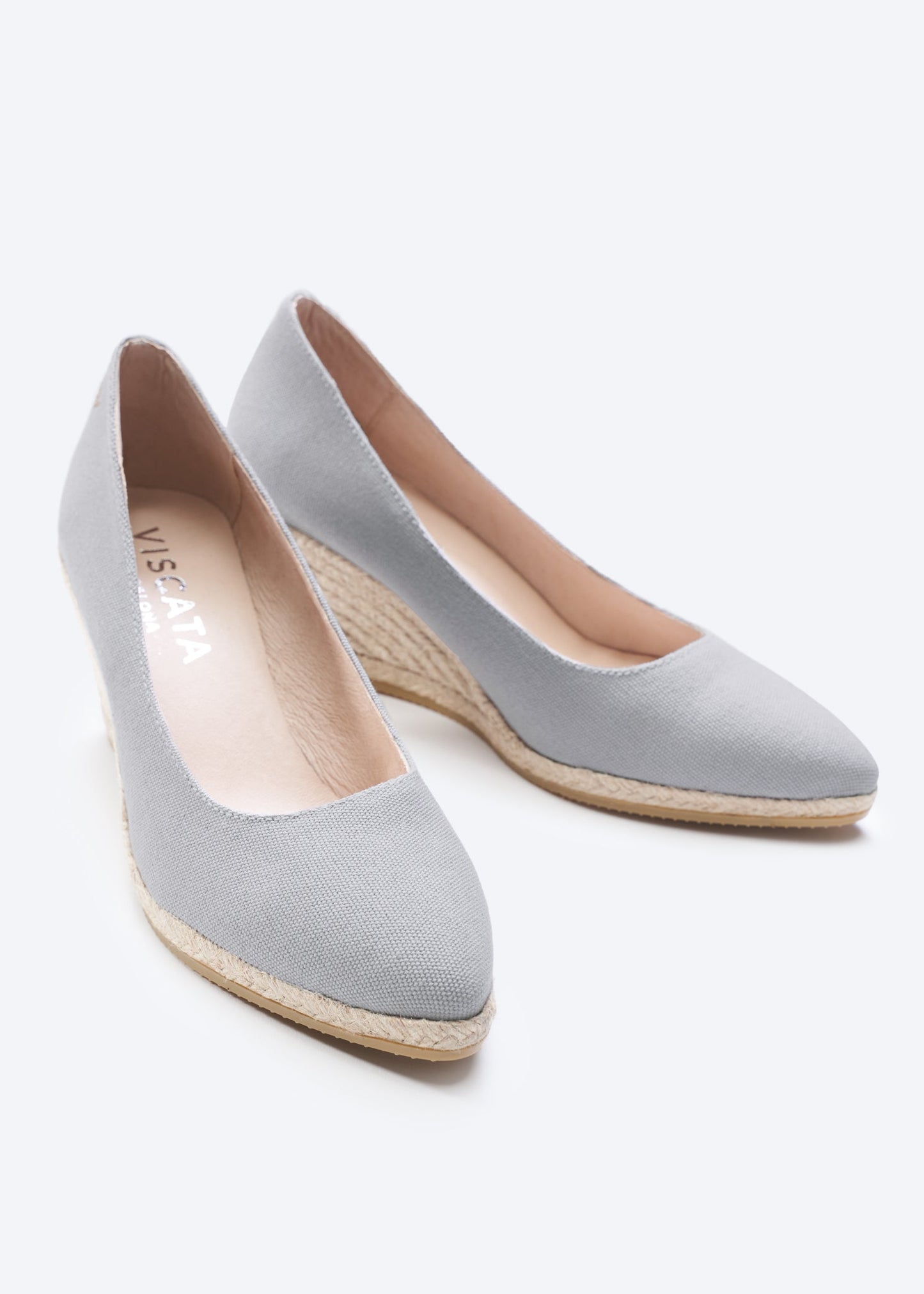 Espadrilles plataforma com corte em U em lona com rosas