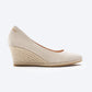 Espadrilles plataforma com corte em U em lona com rosas