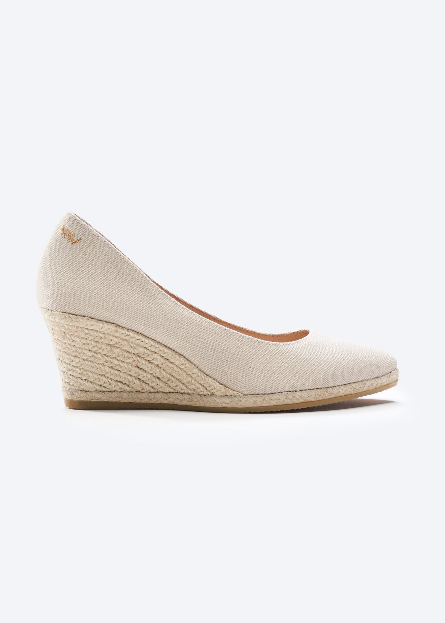 Espadrilles plataforma com corte em U em lona com rosas