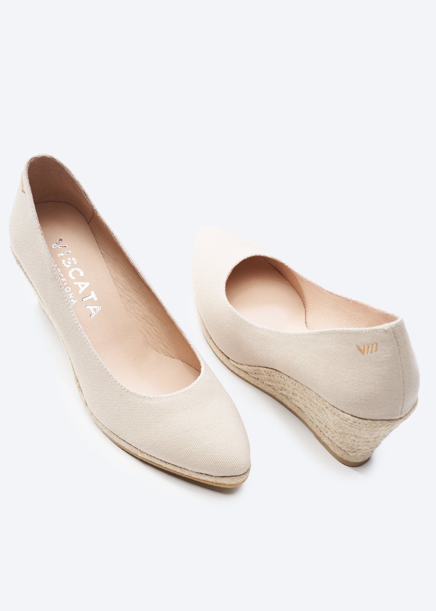 Espadrilles plataforma com corte em U em lona com rosas