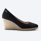 Espadrilles plataforma com corte em U em lona com rosas
