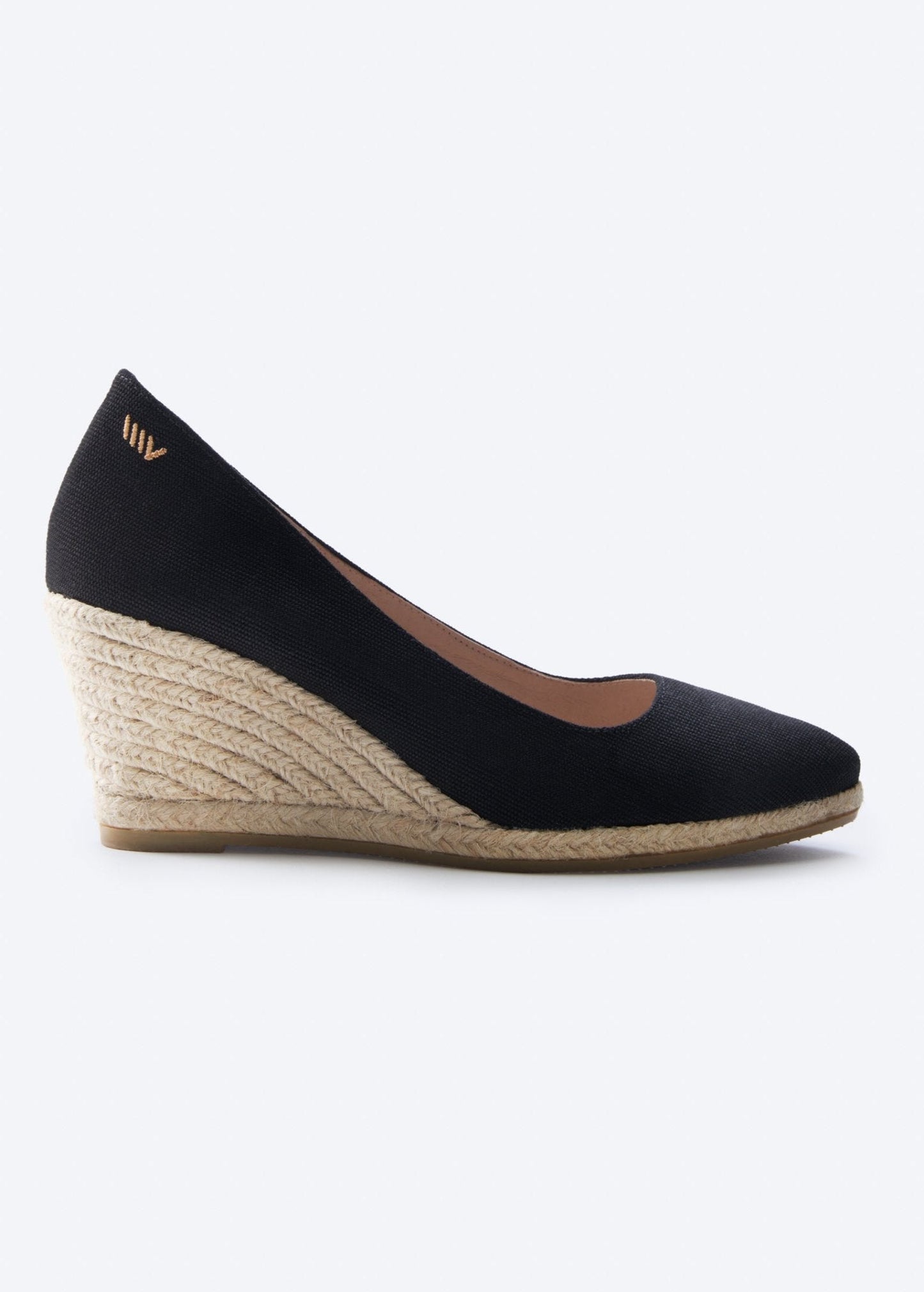 Espadrilles plataforma com corte em U em lona com rosas