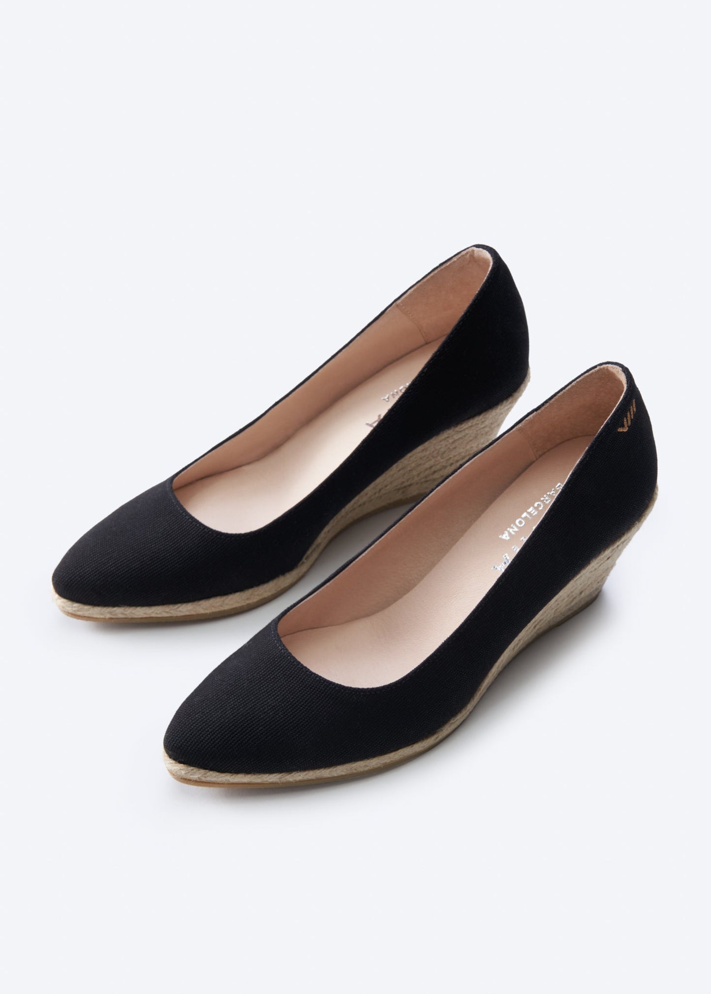 Espadrilles plataforma com corte em U em lona com rosas