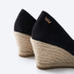 Espadrilles plataforma com corte em U em lona com rosas