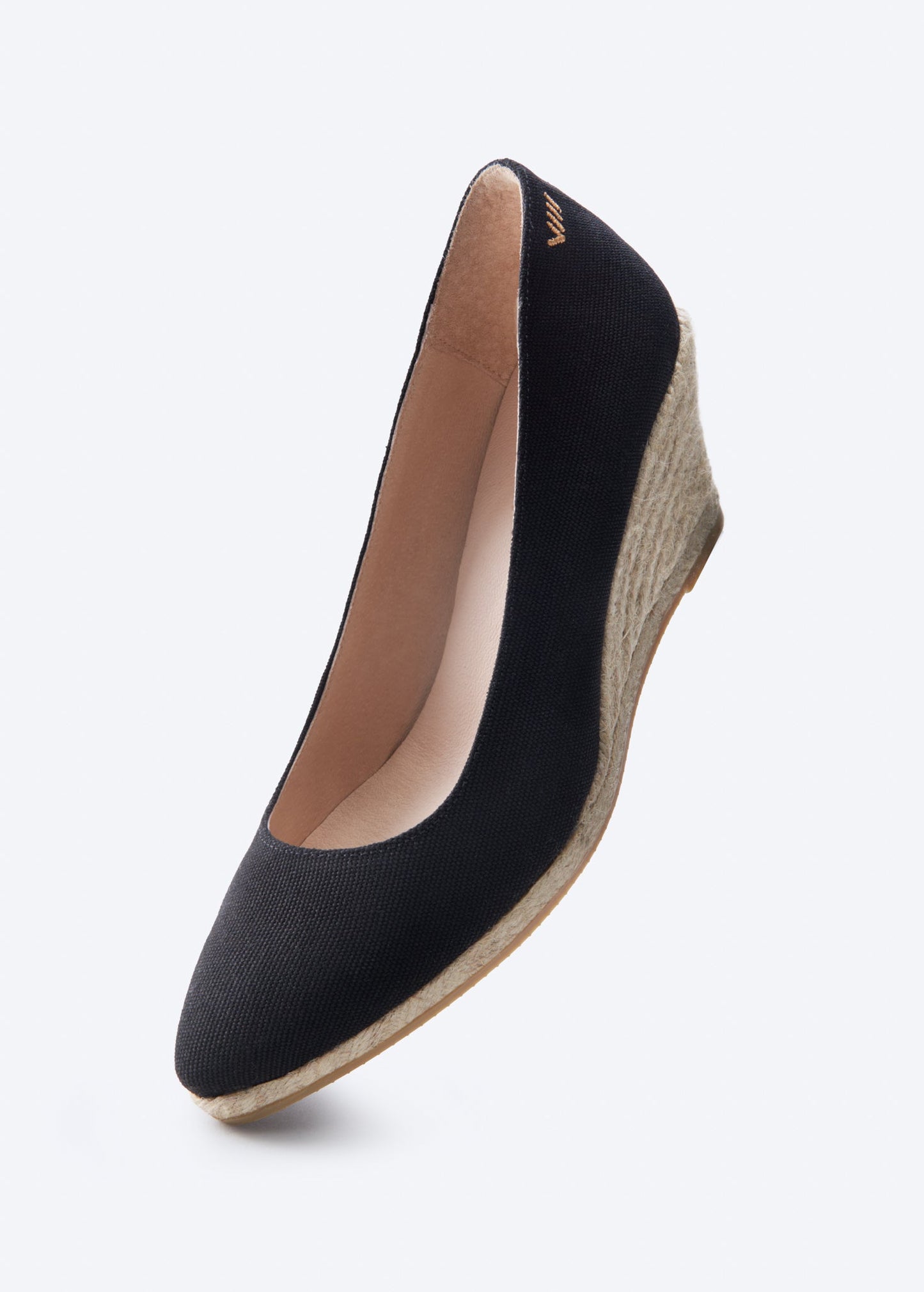 Espadrilles plataforma com corte em U em lona com rosas