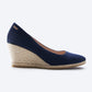 Espadrilles plataforma com corte em U em lona com rosas