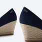 Espadrilles plataforma com corte em U em lona com rosas