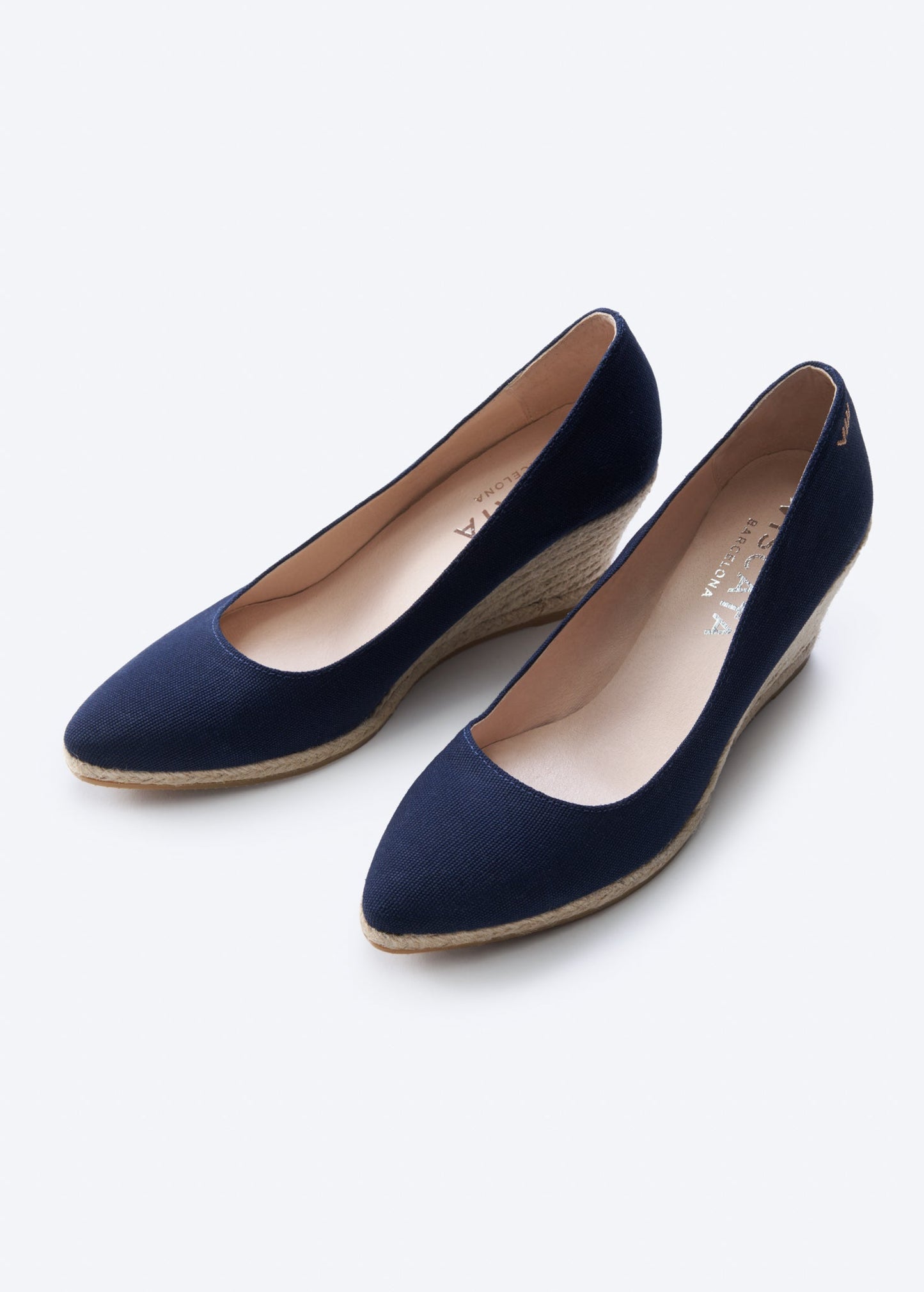 Espadrilles plataforma com corte em U em lona com rosas