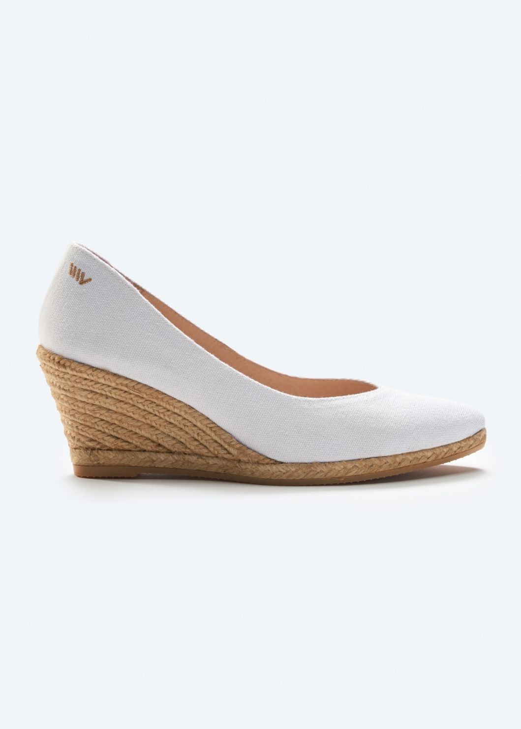 Espadrille Wedges com corte em V em lona com rosas