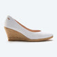 Espadrille Wedges com corte em V em lona com rosas