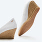 Espadrille Wedges com corte em V em lona com rosas