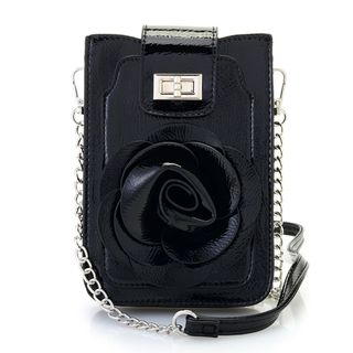 Mellow World "Rosa" Faux Patent Leather Flower Detailed Phone Carrier