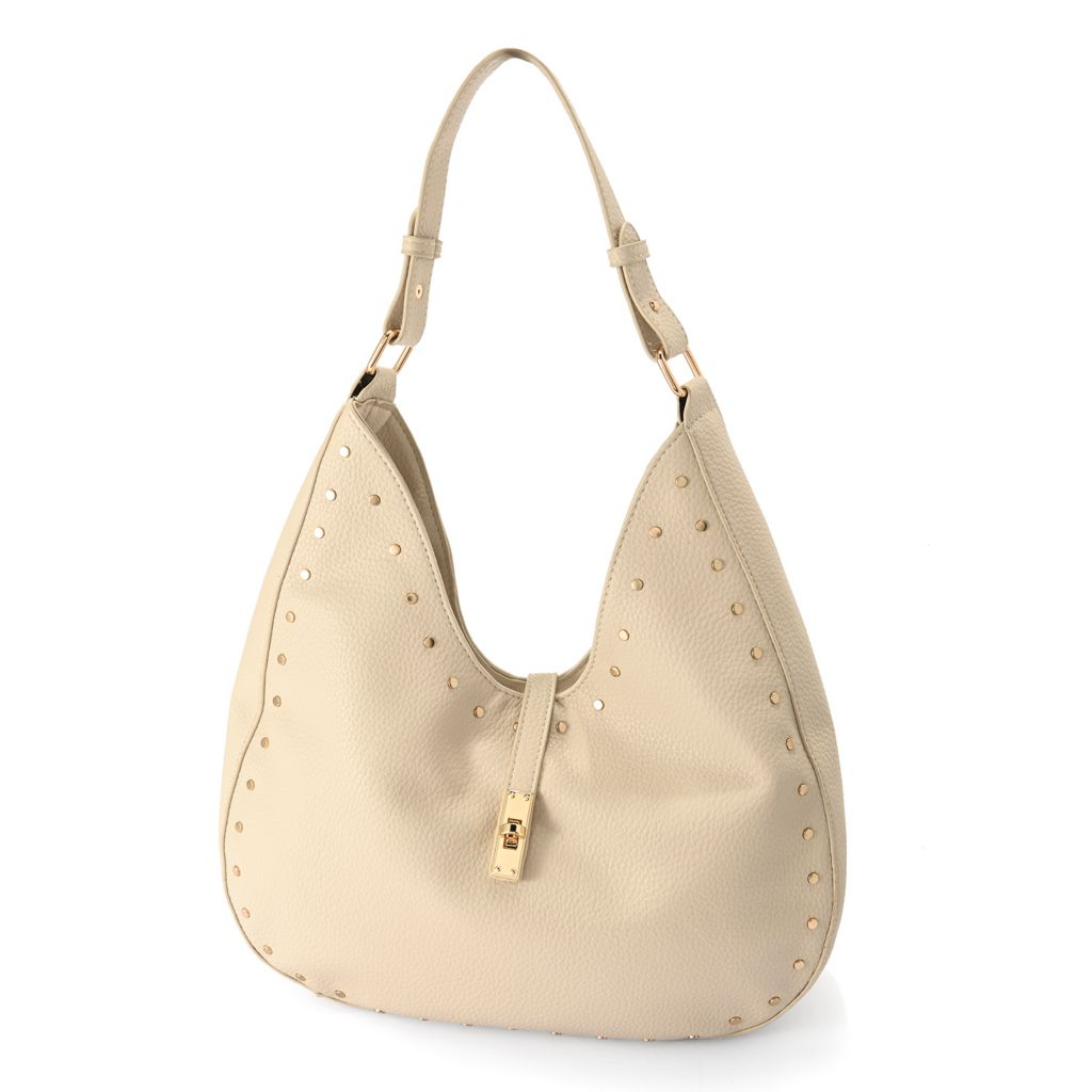 Moda Luxe Olivia Pebbled Faux Leather Studded Hobo Bag