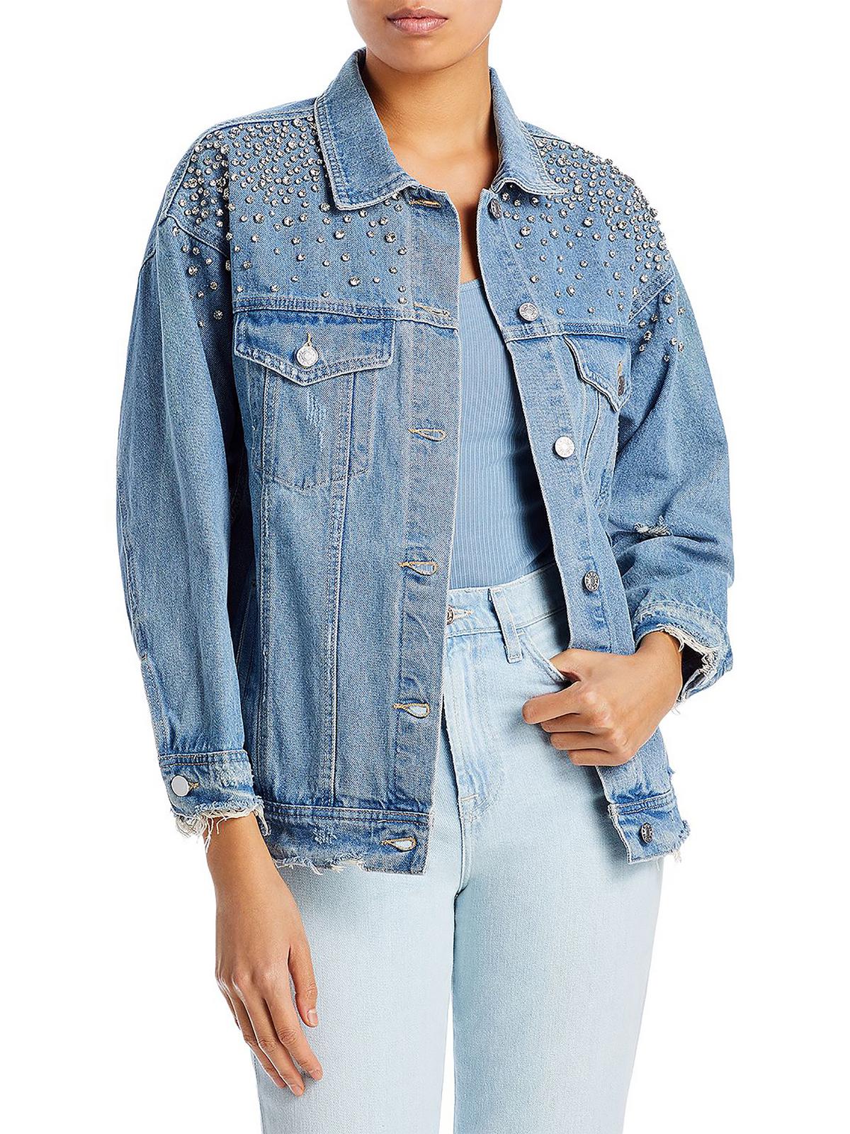 Jaqueta jeans com detalhes em algodão Sunset &amp; Spring, azul, tamanho P