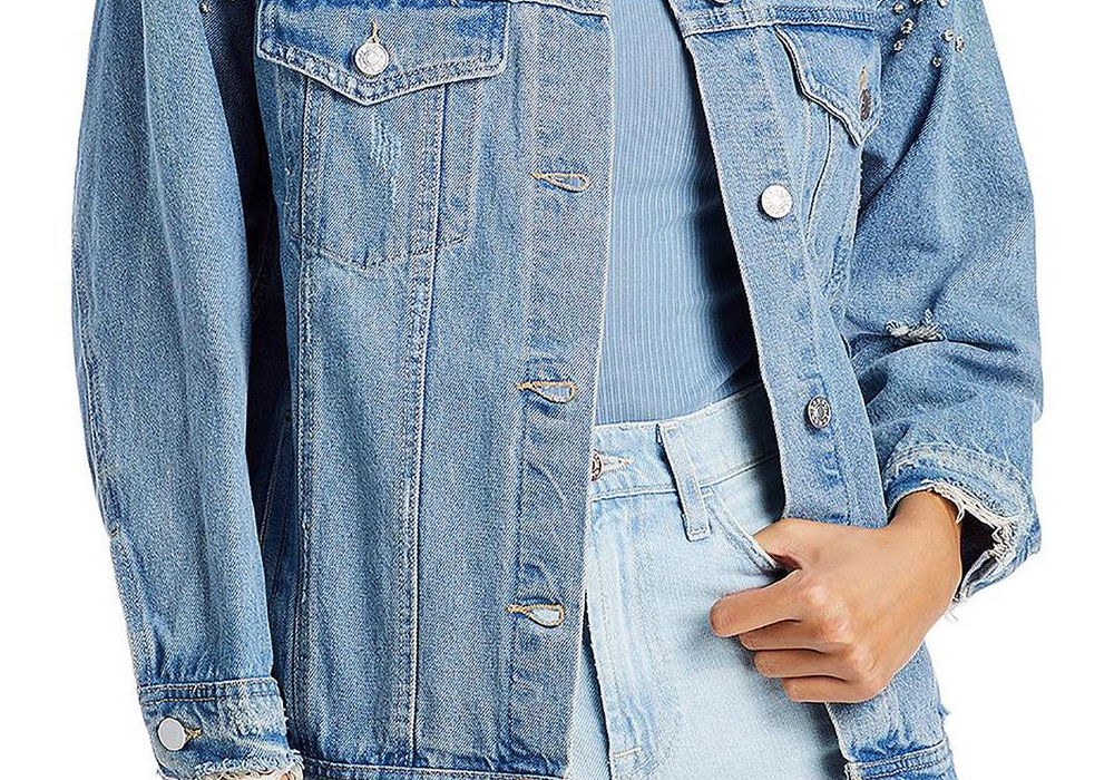 Jaqueta jeans com detalhes em algodão Sunset &amp; Spring, azul, tamanho P