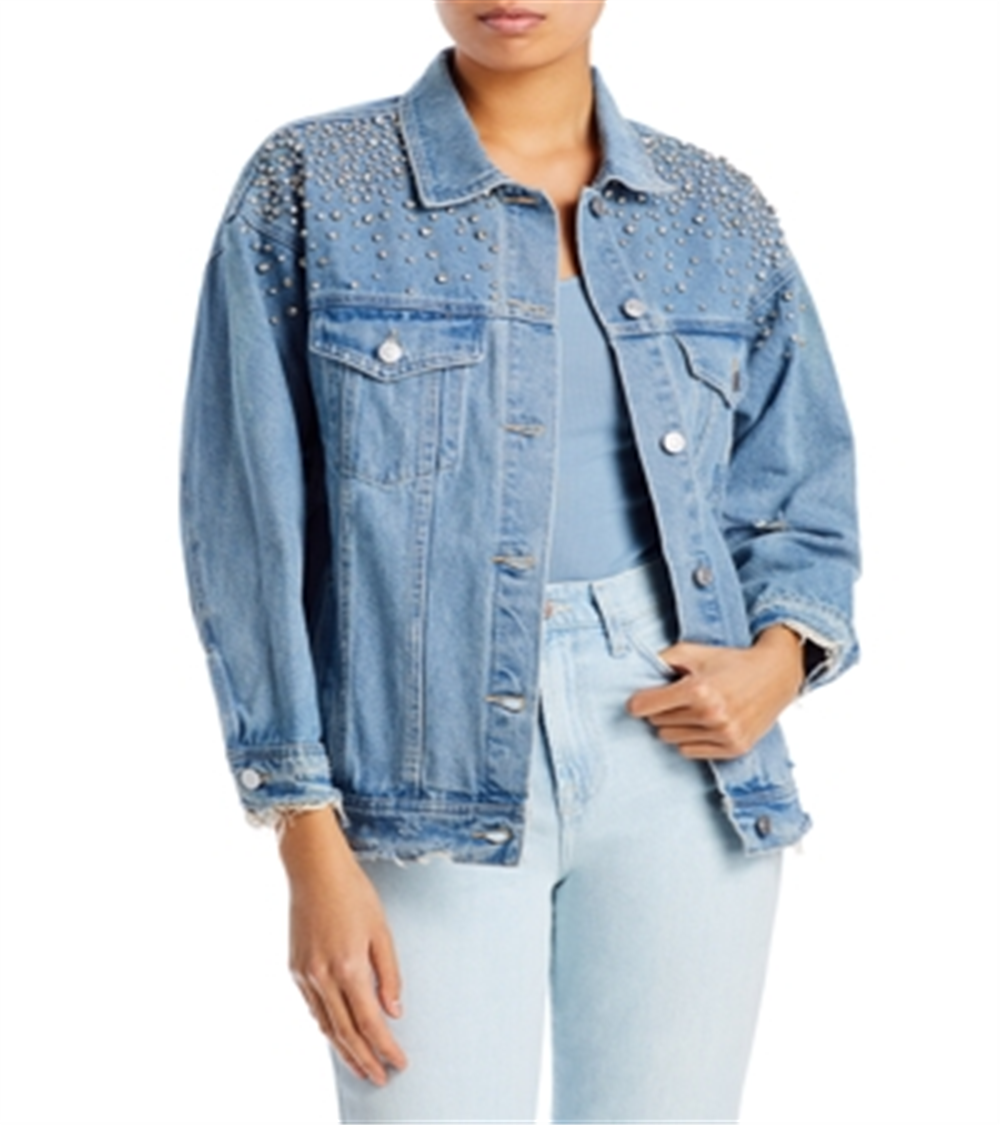 Jaqueta jeans com detalhes em algodão Sunset &amp; Spring, azul, tamanho P