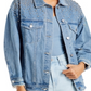 Jaqueta jeans com detalhes em algodão Sunset &amp; Spring, azul, tamanho P
