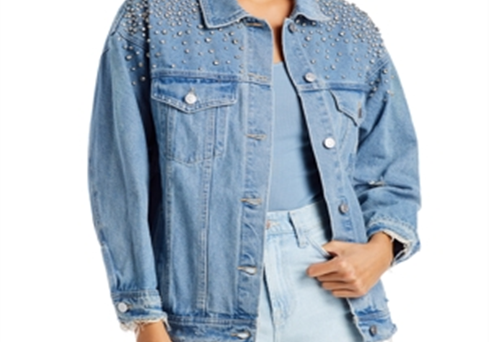 Jaqueta jeans com detalhes em algodão Sunset &amp; Spring, azul, tamanho P