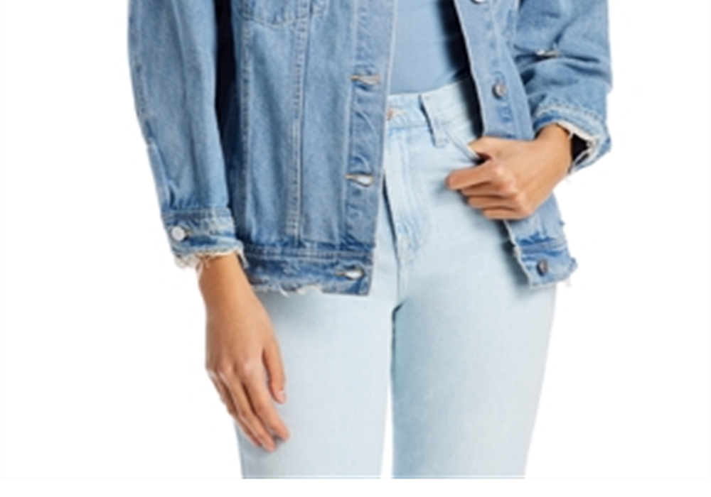 Jaqueta jeans com detalhes em algodão Sunset &amp; Spring, azul, tamanho P