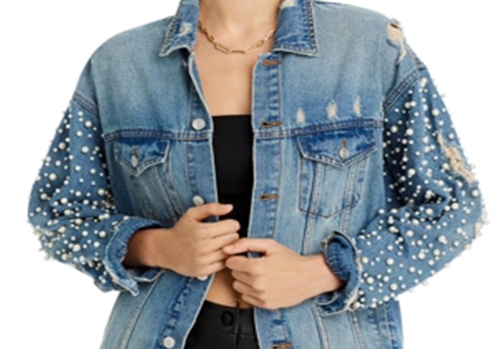 Jaqueta jeans com detalhes em Sunset &amp; Spring Azul Tamanho P