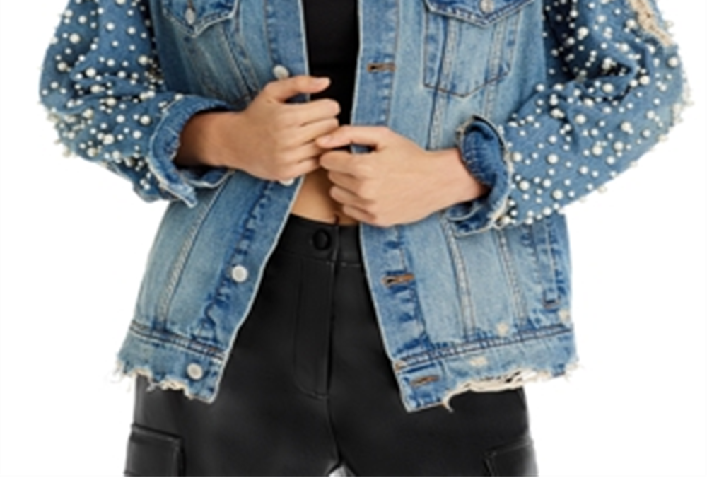 Jaqueta jeans com detalhes em Sunset &amp; Spring Azul Tamanho P