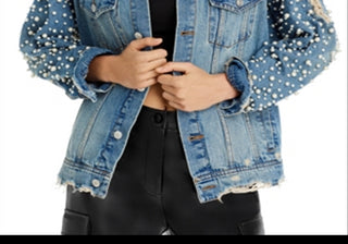 Sunset & Spring Embellished Denim Jacket Blue Size S