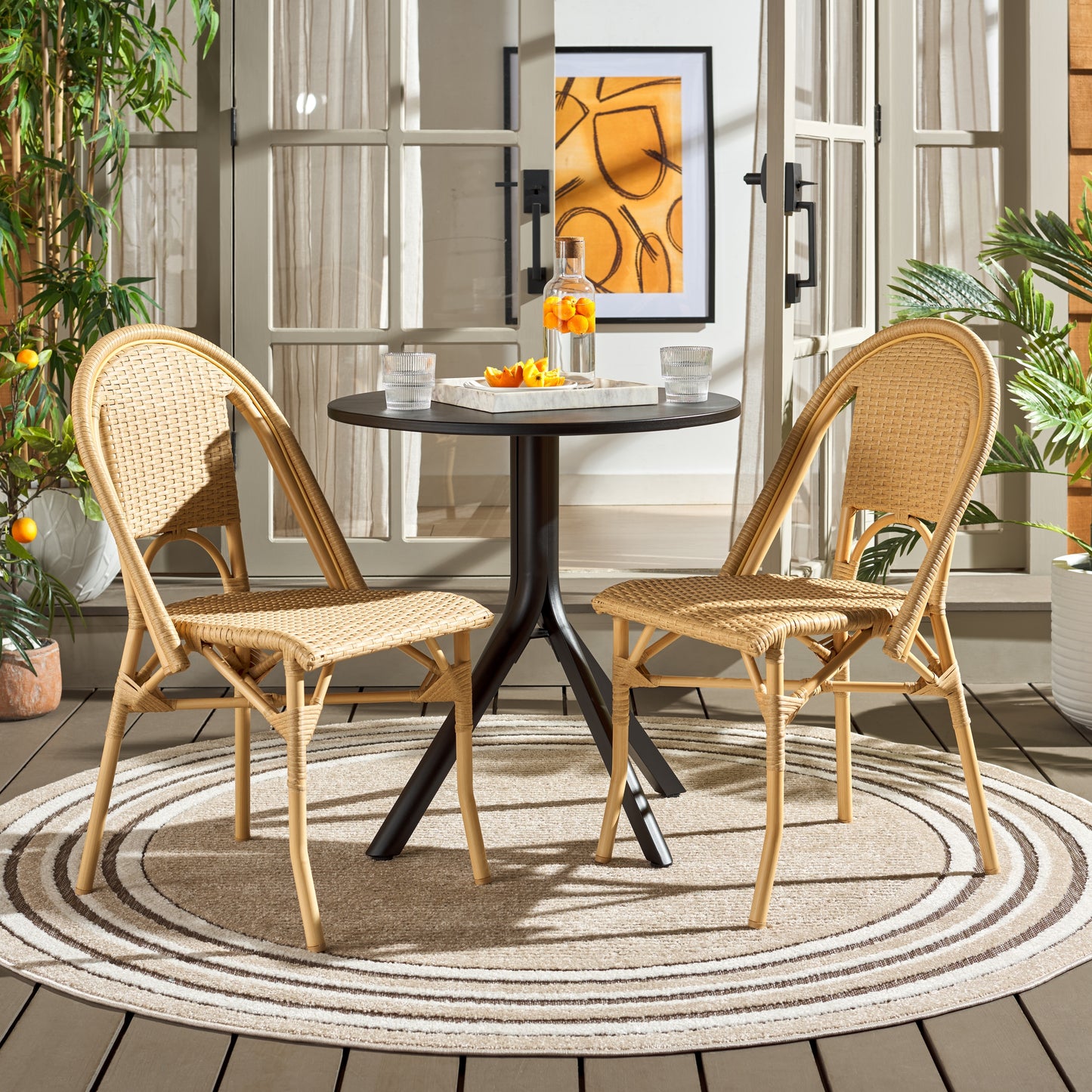 SAFAVIEH Outdoor Patio Furniture Torino Side Chair Set of 2  21W x 20D x 33H