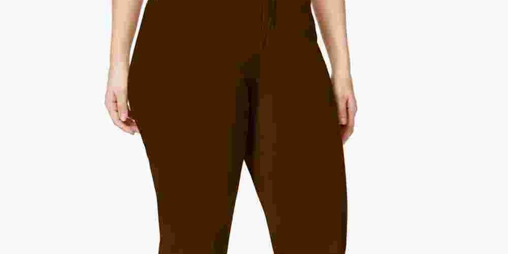 Jeans feminino plus size e petite estilo &amp; co plus size com controle de barriga, perna justa, marrom, tamanho petite pequeno