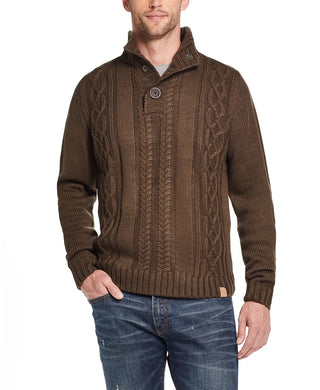Suéter masculino vintage à prova de intempéries com botões militares, gola alta, verde, tamanho pequeno médio