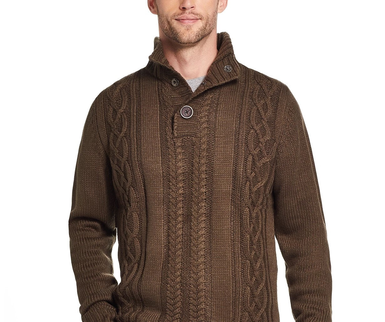 Suéter masculino vintage à prova de intempéries com botões militares, gola alta, verde, tamanho pequeno médio