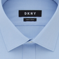 Camisa social masculina DKNY Slim Fit Stretch Mini Xadrez Azul Tamanho 15,5X34-35