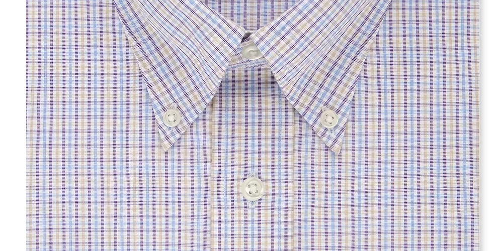 Camisa social masculina Eagle xadrez com gola slim fit, não passável, roxa, tamanho 17,5 x 34 x 35