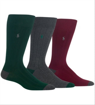 Polo Ralph Lauren Meias Caneladas Masculinas Pacote com 3 Verdes Tamanho Regular