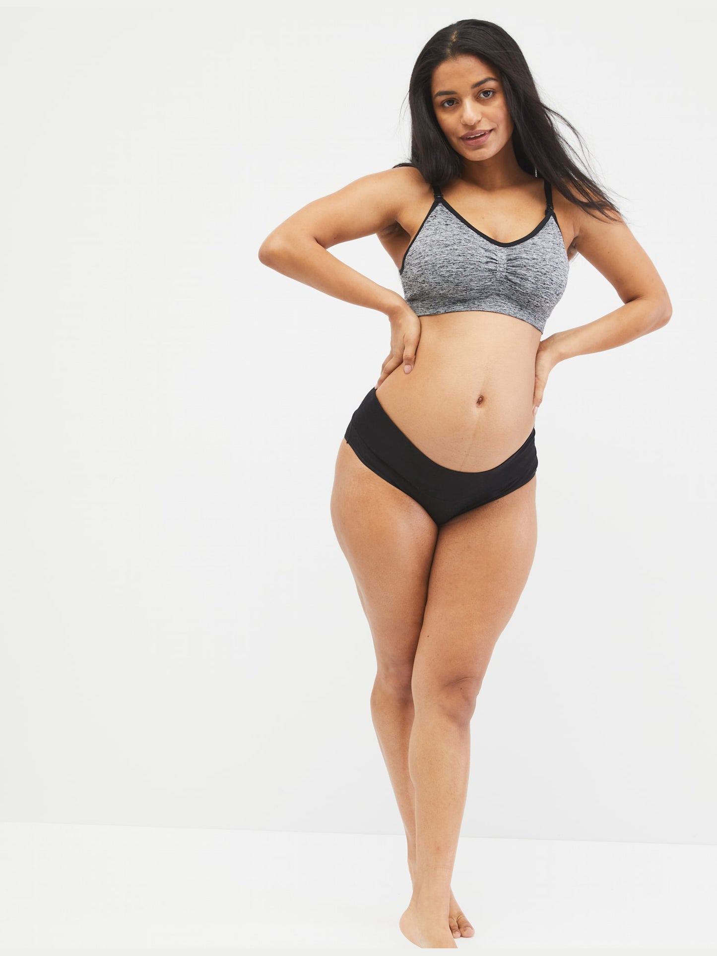 Sutiã de amamentação com fecho e sem costura para maternidade, cobertura total, tamanho G, preto