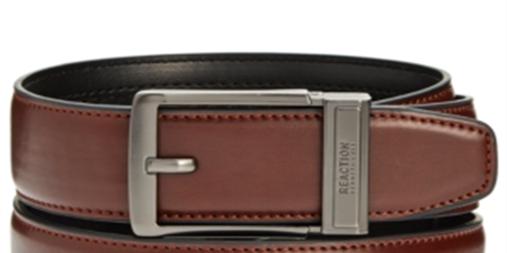 Cinto de trabalho masculino Kenneth Cole Reaction em couro marrom, tamanho médio