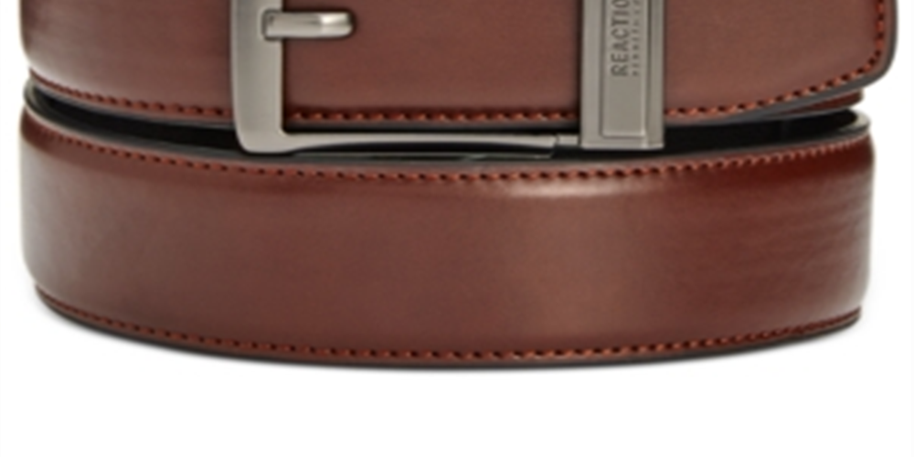 Cinto de trabalho masculino Kenneth Cole Reaction em couro marrom, tamanho médio