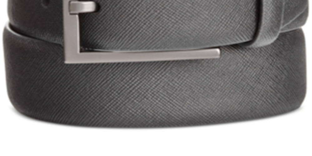 Cinto casual texturizado de couro sintético Saffiano masculino Alfani, preto, tamanho 36