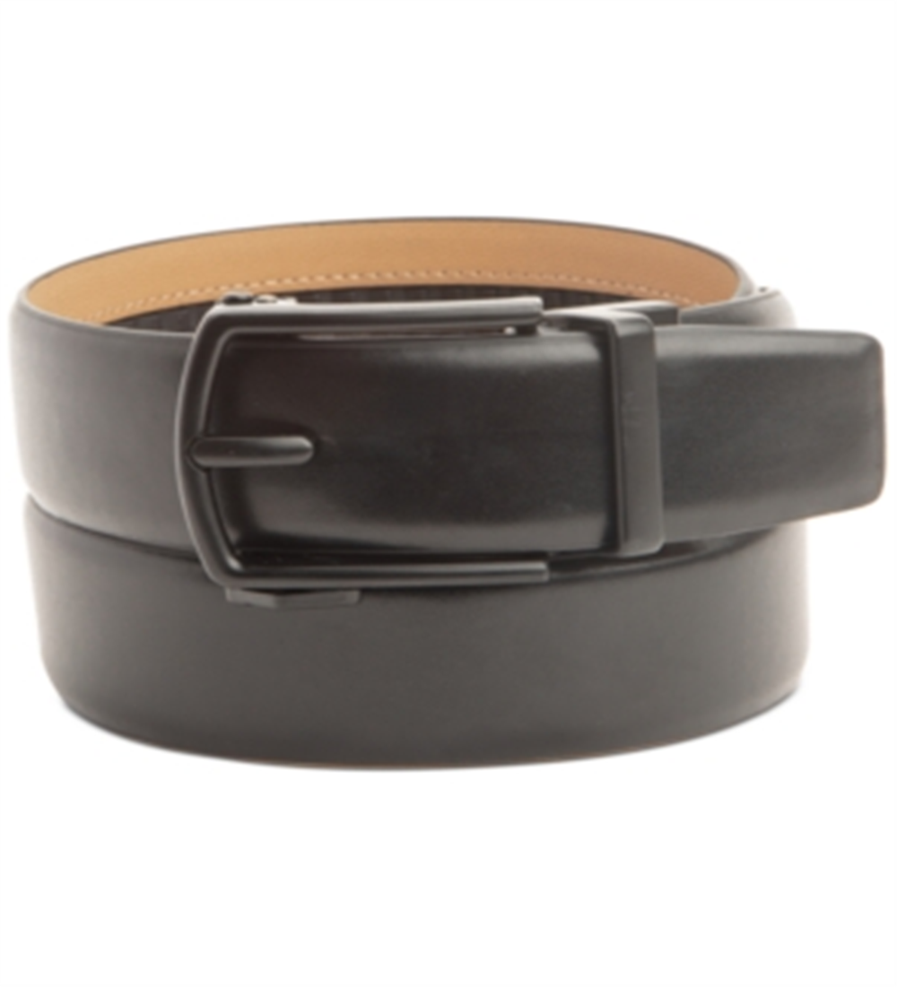 Cinto casual Kenneth Cole Reaction masculino com trava de couro e conforto, preto, tamanho pequeno