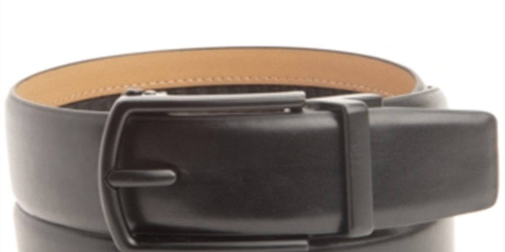 Cinto casual Kenneth Cole Reaction masculino com trava de couro e conforto, preto, tamanho pequeno