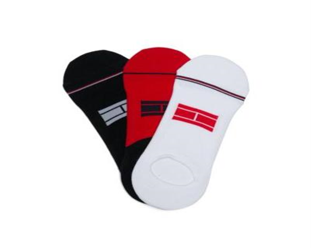 Tommy Hilfiger Meias Masculinas Sport Invisíveis, Pacote com 3, Azul Marinho - Vermelhas, Tamanho 10-13