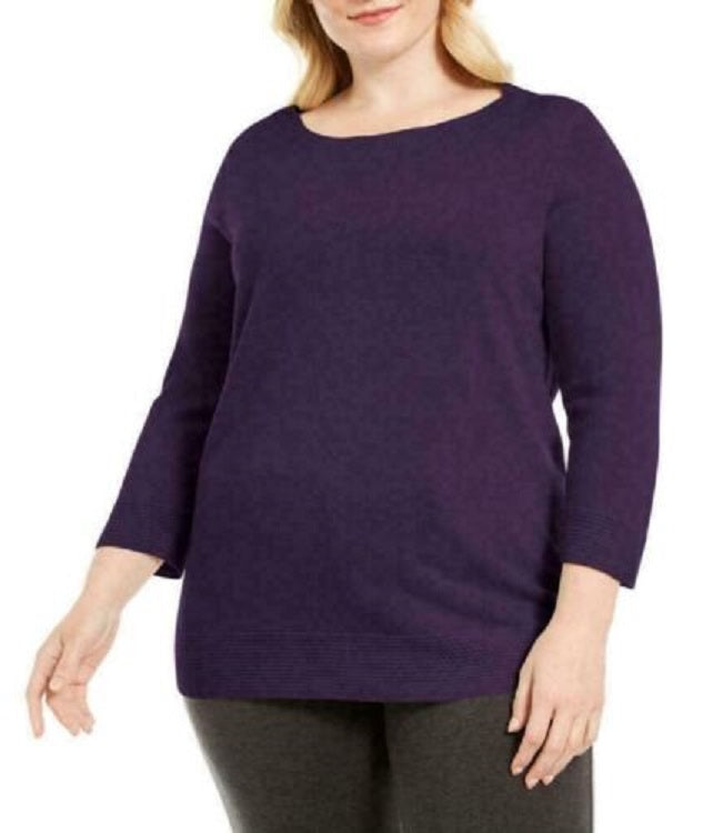 Karen Scott Suéter Feminino Plus com Decote Balé Roxo Tamanho 2X
