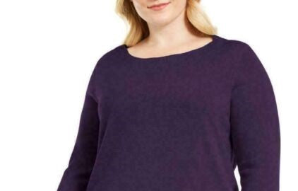 Karen Scott Suéter Feminino Plus com Decote Balé Roxo Tamanho 2X