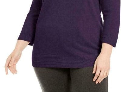 Karen Scott Suéter Feminino Plus com Decote Balé Roxo Tamanho 2X
