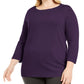 Karen Scott Suéter Plus Size com Decote Balé Feminino Roxo Tamanho 1X