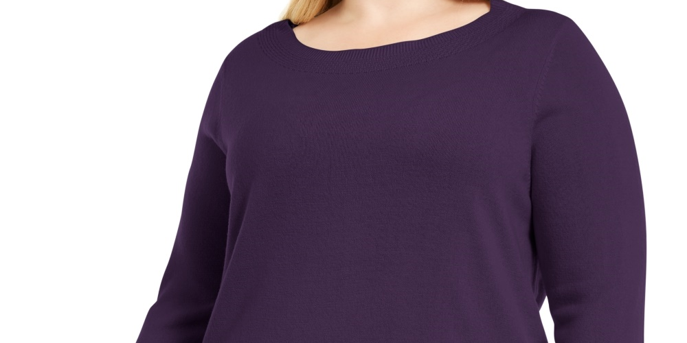 Karen Scott Suéter Plus Size com Decote Balé Feminino Roxo Tamanho 1X