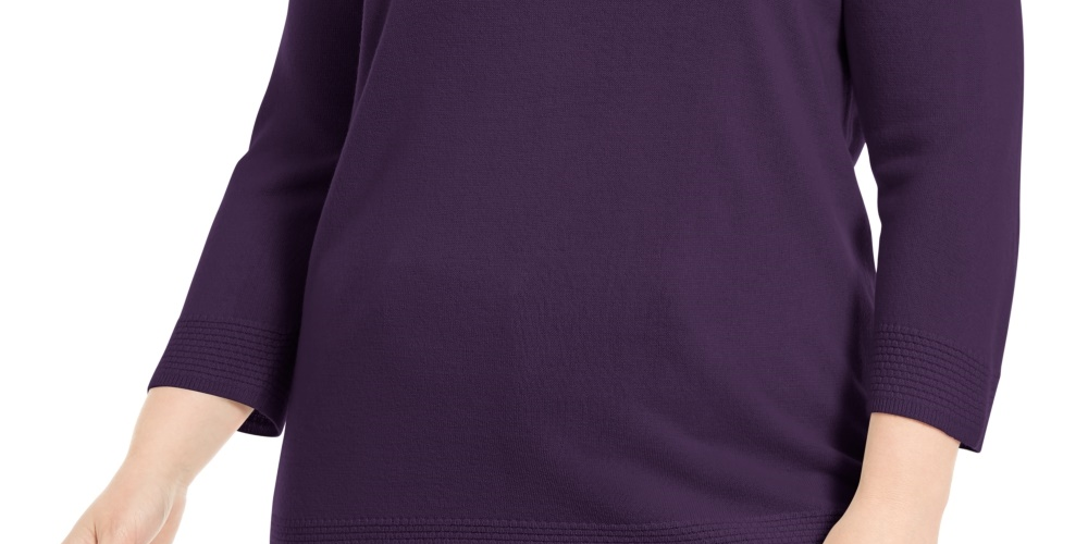 Karen Scott Suéter Plus Size com Decote Balé Feminino Roxo Tamanho 1X
